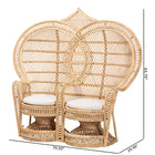 bali & pari Nerita Modern Bohemian Natural Brown Rattan Two-Seater Peacock Chair