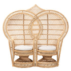bali & pari Nerita Modern Bohemian Natural Brown Rattan Two-Seater Peacock Chair
