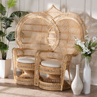 bali & pari Nerita Modern Bohemian Natural Brown Rattan Two-Seater Peacock Chair