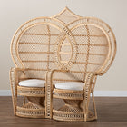 bali & pari Nerita Modern Bohemian Natural Brown Rattan Two-Seater Peacock Chair