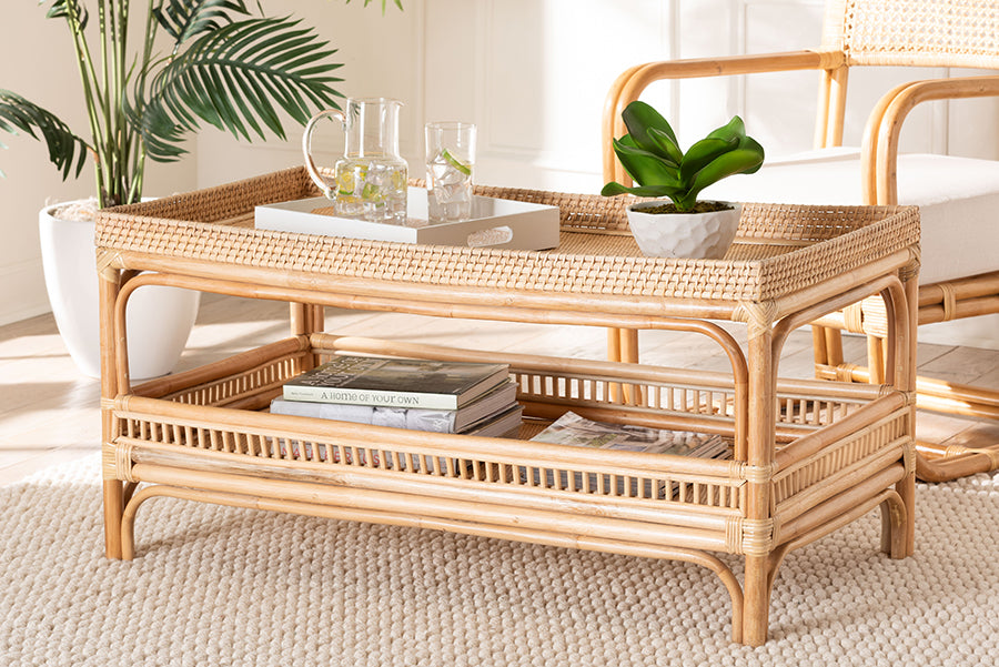 bali & pari Lombok Modern Bohemian Natural Rattan Coffee Table