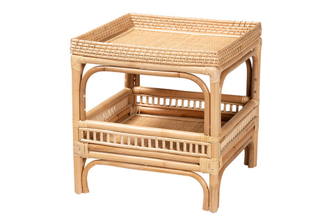 bali & pari Lombok Modern Bohemian Natural Rattan End Table