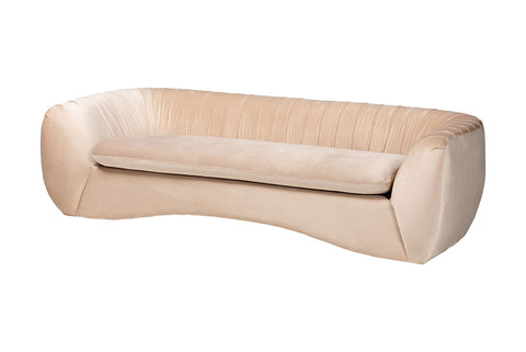 Baxton Studio Adanna Glam and Luxe Champagne Beige Velvet Fabric Sofa