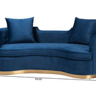 Baxton Studio Deserae Glam and Luxe Navy Blue Velvet and Brushed Gold Metal Sofa