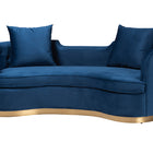 Baxton Studio Deserae Glam and Luxe Navy Blue Velvet and Brushed Gold Metal Sofa