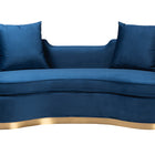 Baxton Studio Deserae Glam and Luxe Navy Blue Velvet and Brushed Gold Metal Sofa