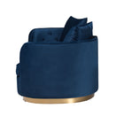 Baxton Studio Deserae Glam and Luxe Navy Blue Velvet and Brushed Gold Metal Sofa