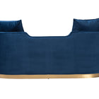 Baxton Studio Deserae Glam and Luxe Navy Blue Velvet and Brushed Gold Metal Sofa