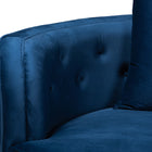 Baxton Studio Deserae Glam and Luxe Navy Blue Velvet and Brushed Gold Metal Sofa