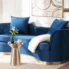 Baxton Studio Deserae Glam and Luxe Navy Blue Velvet and Brushed Gold Metal Sofa