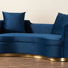 Baxton Studio Deserae Glam and Luxe Navy Blue Velvet and Brushed Gold Metal Sofa