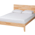 Baxton Studio Hosea Japandi Carved Honeycomb Natural Queen Size Platform Bed