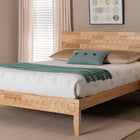 Baxton Studio Hosea Japandi Carved Honeycomb Natural Queen Size Platform Bed