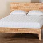 Baxton Studio Hosea Japandi Carved Honeycomb Natural Queen Size Platform Bed