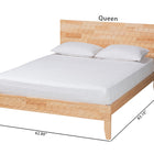 Baxton Studio Hosea Japandi Carved Honeycomb Natural Queen Size Platform Bed