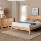 Baxton Studio Hosea Japandi Carved Honeycomb Natural Queen Size 4-Piece Bedroom Set