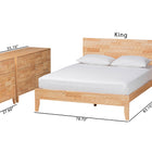 Baxton Studio Hosea Japandi Carved Honeycomb Natural Queen Size 4-Piece Bedroom Set