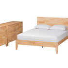 Baxton Studio Hosea Japandi Carved Honeycomb Natural Queen Size 4-Piece Bedroom Set