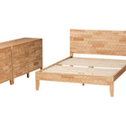 Baxton Studio Hosea Japandi Carved Honeycomb Natural Queen Size 4-Piece Bedroom Set