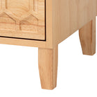 Baxton Studio Hosea Japandi Carved Honeycomb Natural King Size 4-Piece Bedroom Set