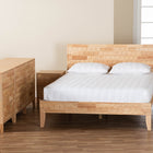 Baxton Studio Hosea Japandi Carved Honeycomb Natural Queen Size 5-Piece Bedroom Set