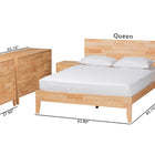 Baxton Studio Hosea Japandi Carved Honeycomb Natural Queen Size 5-Piece Bedroom Set