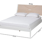 Baxton Studio Louetta Coastal White Queen Size Platform Bed with Carved Contrasting Headboard