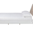 Baxton Studio Louetta Coastal White King Size Platform Bed with Carved Contrasting Headboard