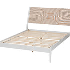 Baxton Studio Louetta Coastal White King Size Platform Bed with Carved Contrasting Headboard