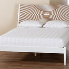 Baxton Studio Louetta Coastal White Queen Size Platform Bed with Carved Contrasting Headboard