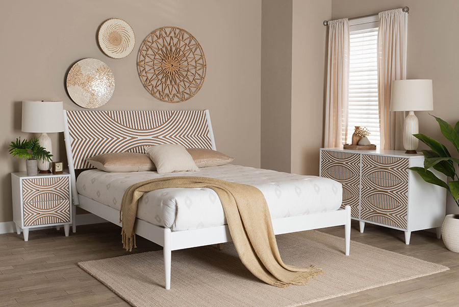 Baxton Studio Louetta Carved Contrasting 3-Piece Bedroom Set