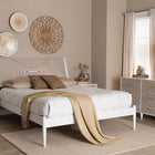 Baxton Studio Louetta Coastal White Caved Contrasting Queen Size 4-Piece Bedroom Set