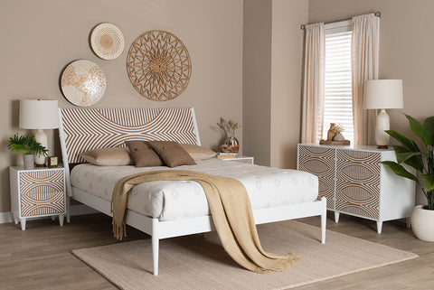 Baxton Studio Louetta Carved Contrasting 4-Piece Bedroom Set