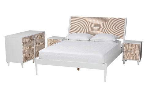 Baxton Studio Louetta Carved Contrasting 4-Piece Bedroom Set