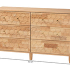 Baxton Studio Hosea Japandi Carved Honeycomb Natural 6-Drawer Dresser