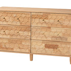 Baxton Studio Hosea Japandi Carved Honeycomb Natural 6-Drawer Dresser
