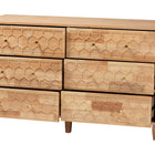 Baxton Studio Hosea Japandi Carved Honeycomb Natural 6-Drawer Dresser