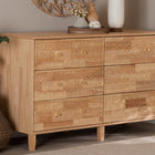 Baxton Studio Hosea Japandi Carved Honeycomb Natural 6-Drawer Dresser