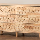 Baxton Studio Hosea Japandi Carved Honeycomb Natural 6-Drawer Dresser