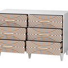 Baxton Studio Louetta Coastal White Carved Contrasting 6-Drawer Dresser