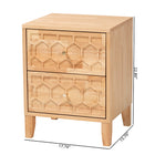 Baxton Studio Hosea Japandi Carved Honeycomb Natural 2-Drawer Nightstand