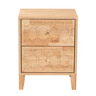 Baxton Studio Hosea Japandi Carved Honeycomb Natural 2-Drawer Nightstand