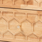 Baxton Studio Hosea Japandi Carved Honeycomb Natural 2-Drawer Nightstand