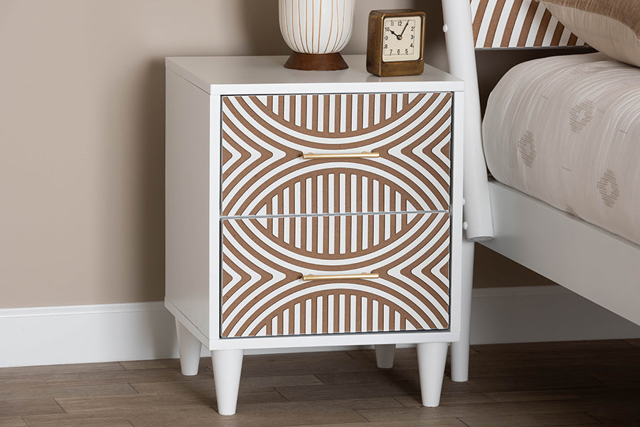 Baxton Studio Louetta Carved Contrasting Nightstand