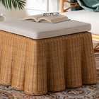 bali & pari Palm Bohemian Honey Scallop Rattan Ottoman