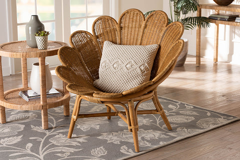 bali & pari Blossom Bohemian Honey Rattan Accent Flower Chair