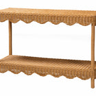 bali & pari Oteria Bohemian Light Honey Scalloped Rattan Console Table