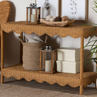 bali & pari Oteria Bohemian Light Honey Scalloped Rattan Console Table
