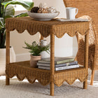 bali & pari Oteria Bohemian Light Honey Scalloped Rattan Side Table