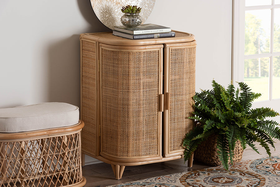 bali & pari Yanka Bohemian Natural Rattan Storage Cabinet
